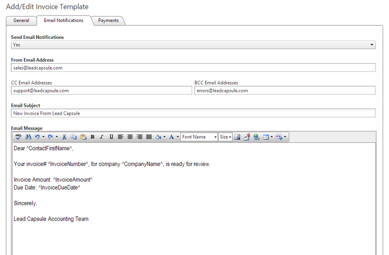 invoice message template
 Invoicing | Features | Lead Capsule